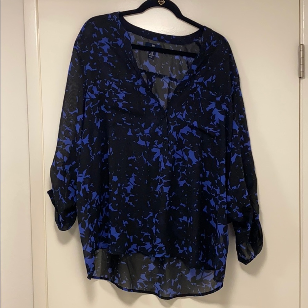GAP - never worn Blue and black sheer blouse.